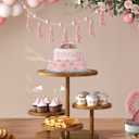 4 Tier Cupcake Tower Stand for 50 Cupcakes, 360° Rotating Wood Cake Stand, Elegant Shabby Chic Cake Stand for White Wedding, Bridal Shower, Baptism & Classy Dessert Table Display, White