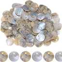 150-Pack Flat Round Shell Coin Drop Charm Beads,15 mm Flat Shell Beads with Hole for DIY Earrings Necklaces Jewelry/Making Accessories [Natural Color]