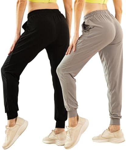 TRIUNION 2 Pack Womens Jogger Pants with Pockets Soft Tapered Joggers Sweatpants for Women Drawstring Lounge Pants Size S