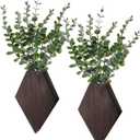 Chunful 2 Pcs Wooden Wall Planter Decor Hanging Fake Plants Greenery Flowers Holder Vase Boxes for Wall Bohemian Farmhouse Room Kitchen Office Indoor Decoration(Brown,7.1 x 4.7 x 1.2 Inches)