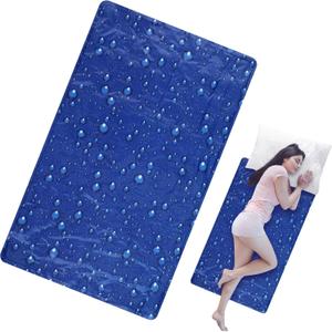 Cooling Pad Mat for Sleep Cooling Mattress Pad Gel for Bed, Relieve Pain, Summer Hot Flashes, Adult, Pets, No Water or Electricity Required(Plain,Dark Blue,48 x 28 Inch)