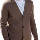 New Sweater V-Neck Solid Color Cardigan Sweater Men's Lazy Style Jacket Clip (L)