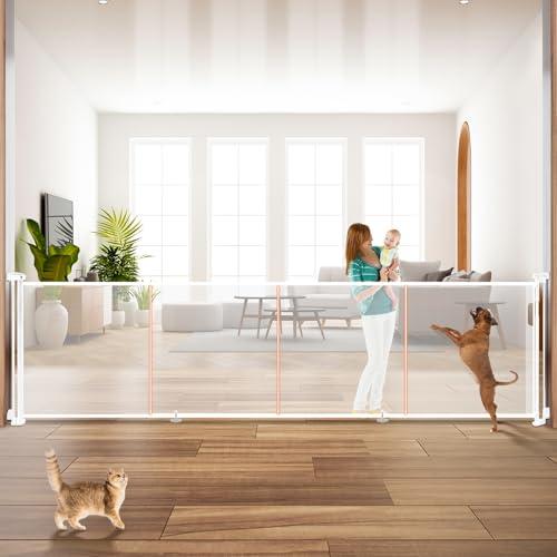 160" Retractable Baby Gates, 42" Extra Tall Upgraded Child Safety Gate with Reinforced Strip Design, Prevent from Crawling Underneath, Extra Wide Dog Gate Baby Gates for Stairs Doorways Indoor Outdoor