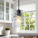 6" Mini Hammered Glass Black Pendant Lights Kitchen Island Lighting 2 Pack, D5.9"