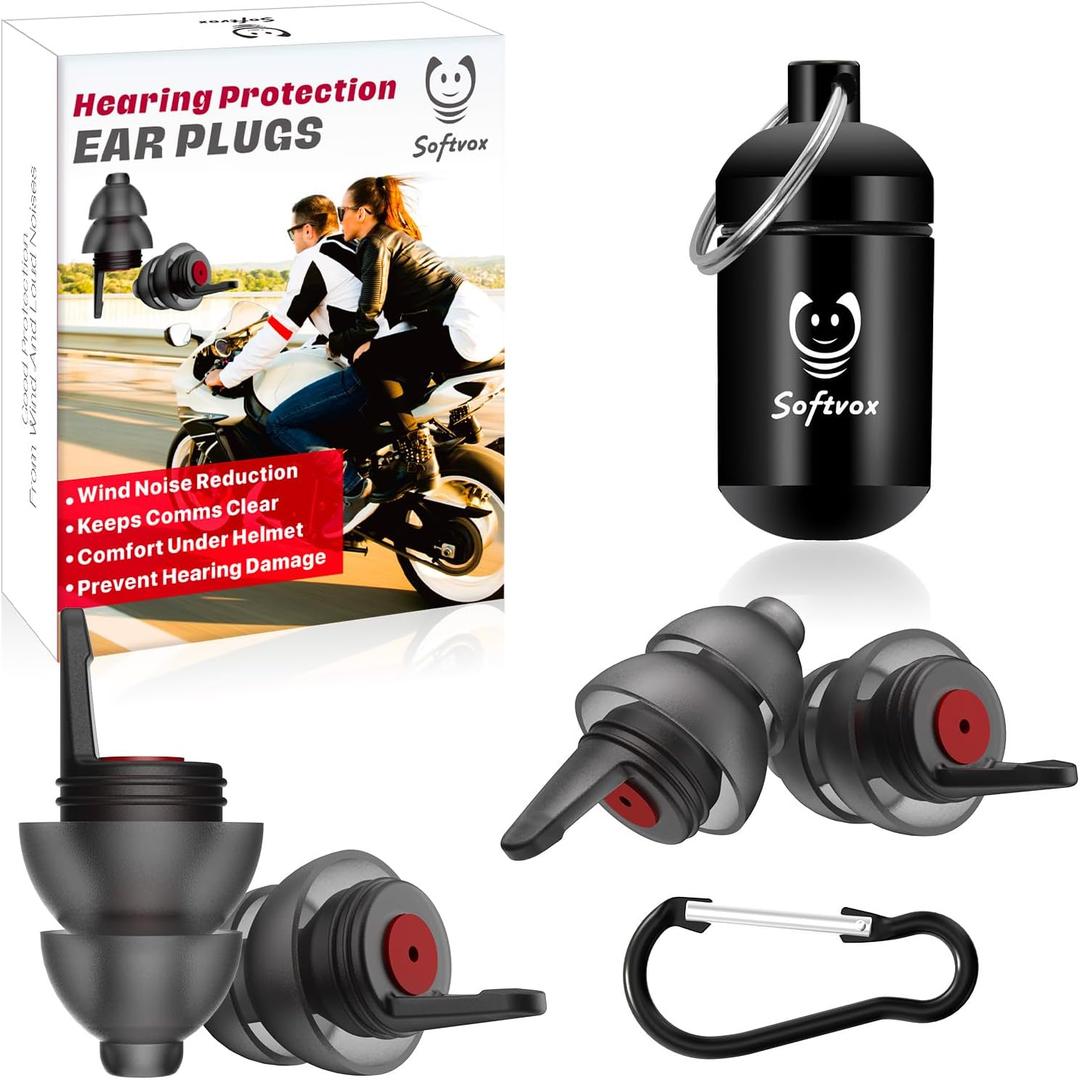 Motorcycle Ear Plugs for Wind Noise Reduction, 2 Pairs Reusable Motorcycle Accessories - Moto Earplugs, Soft Comfortable Hearing Protection for Motorbike, Touring, Racing, Riding - 25dB, Biker Gifts