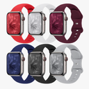 (6 Pack) Sport Bands Compatible with Apple Watch Band 38mm 40mm 41mm 42mm 44mm 45mm 46mm 49mm Silicone iWatch Band Ultra 2/Ultra SE Series 10 9 8 7 6 5 4 3 2 1 Women Men, Red/White/Wine Red/Midnight Blue/Black/Gray