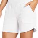 baleaf Women's 3"/5"/7"/9" High Waisted Swim Board Shorts Quick Dry Swimsuits Bottoms Trunks with Pockets (X-Large, White)