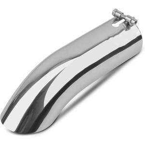 Vurkcy 3 inch Inlet Curved Exhaust Tip, 3" Outlet 12" Overall Length Stainless Steel Turn Down Exhaust Tail Pipe, Bolt-On,Sleek Angle Cut, Polished Tailpipe, Silvery