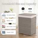 OIAHOMY Laundry Hamper with Lid, 90L(23.8 Gal) Large Wicker Laundry Basket for Bedroom, Handwoven Paper Rope Clothes Hamper with Washable Liner & Metal Frame, Decorative Organizer for Bathroom Grey
