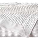 Great Bay Home 100% Cotton Blanket for King Size Bed | Lightweight and Breathable Waffle Weave Blankets for Summer & Spring | Versatile, Layering White Bed Blanket, White, 102x90 inches