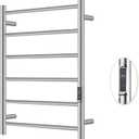 Heated Towel Racks for Bathroom, Wall Mounted Electric Towel Warmer Racks with Timer & Temperature Control, 6 Bar Stainless Steel Towel Heater for Bathroom, Brushed Silver, Plug-in