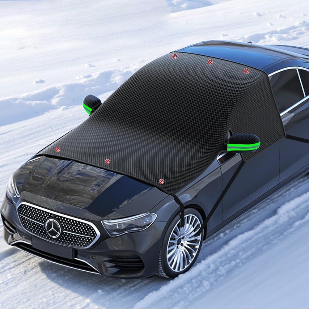Large Car Windshield Cover for Ice and Snow - Automotive Windshield Snow Covers with Side Window & Rearview Mirror Protector, Winter Magnetic Car Anti-Snow Cover, Universal for Most Cars, Sedan,SUV