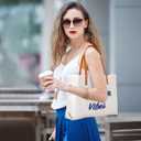 Women Large Beach Canvas Tote Bag Summer Vibes Beach Bag Big Capacity Tassel Handbag