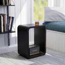 Relso Aurora End Table Solid Wood Nightstand with Open Shelf Storage, Walnut Finish Bedside Table, Side Table for Bedroom, Living Room, Entryway, Small Spaces, Accent Bookshelf, 19 inch
