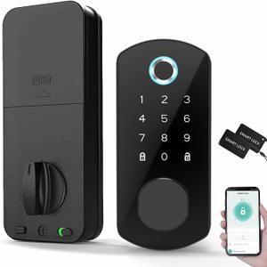 Keyless Entry Door Lock for Front Door Fingerprint Smart Door Lock Digital Electronic Lock with Code Password Biometric Deadbolt Door Locks with Bluetooth APP Control for Home Office Apartment