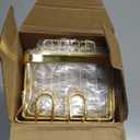 Veken Adhesive Shower Caddy 6-Pack,Gifts for Women Mom,Heavy Weight Bearing,Large Wall Mounted Bathroom Shelves Rack,Organizer Storage Accessories with Soap Dish&Toothbrush Holder,Bright Gold