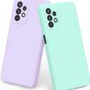 Vanjua [2 Pack] for Samsung Galaxy A32 5G Case, Stylish Liquid Silicone Slim Full-Body Protective Cover for Samsung Galaxy A32 5G 6.5 Inch Phone Case (Light Cyan+Violet)