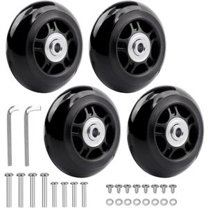 Luggage Suitcase Replacement Wheels, 4Pcs 70mm x 24mm Rubber Swivel Caster Wheels with 608zz Bearings, Inline Outdoor Skate Wheels for Luggage Suitcase Repair with 2 Axles