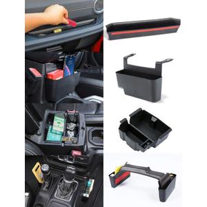 Savadicar 4 Pack Interior Storage Organizer Kits for 2024 2025 Jeep Wrangler JL JLU 4XE & Gladiator JT, Maximize In-car Storage Space with ABS Container Accessories in Black Savadicar 4 Pack Interior Storage Organizer Kits for 2024 2025 Jeep Wrangler JL JLU 4XE & Gladiator JT, Maximize In-car Storage Space with ABS Container Accessories in Black