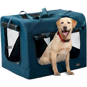 36 Inch Collapsible Soft Large Dog Crate, 3 Door Portable Dog Crates for Large Dogs, Soft Sided Dog Kennel with Chew Proof Mesh Windows, Dog House Indoor & Outdoor, Travel Dog Crate 