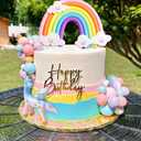 LaVenty Pony Unicorn Cake Decoration Pony Birthday Decoration Rainbow Cake Topper Unicorn Party Favors Rainbow Birthday Decoration for Girl (Blue)