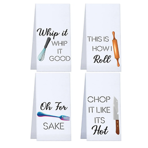 Patelai 4 Pieces Funny Kitchen Towels Dish Towels with Funny Saying Cute Decorative Dishcloths Sets Fun Dishcloths for Housewarming Present Home Kitchen Tools, 16 x 24 Inch