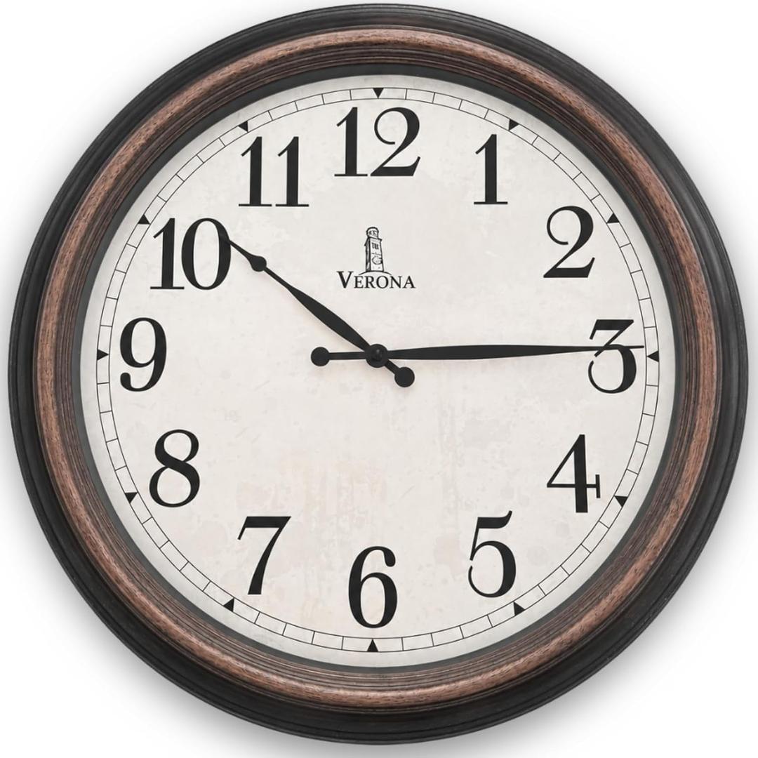 Vintage Wall Clock 18 Inch, Silent Non-Ticking Large Farmhouse Wall Clock