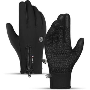 Winter Thermal Gloves for Men Women - Sensitive Touch Screen Texting Fingers, Waterproof & Windproof Function Anti Slip Palm, Stylish & Warm for Cycling Hiking Driving Running Walking Daily Work (Small, Black)