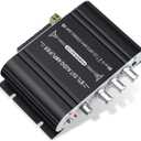 Facmogu ST-838 2.1 Channel HiFi Stereo Subwoofer Amplifier, RMS 20Wx2+40W Mini Digital Audio Power Amplifier for Home Speakers, 80W Subwoofer Amplifier Audio Stereo Bass Amp with Power Supply - Black