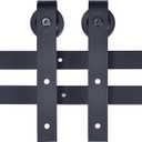 6.6FT Black Sliding Barn Door Hardware Kit with Handle, Pre-Drilled Ready to Assemble, Waterproof PVC Coating, Furniture Slider