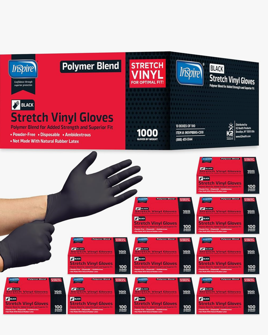 Inspire Black Nitrile Gloves | THE ORIGINAL Quality Black Gloves 8, Pack, L 
