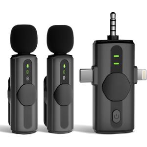 Diivoo Mini Microphone 3 in 1 Wireless Lavalier Microphones