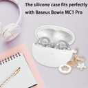 Case Cover Compatible with Baseus Bowie MC1 Pro, Ziseyoru Soft Silicone Protective Skin for Baseus Bowie MC1 Pro Earbuds with Accessories Bling Keychain for Women Girl (White)