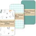 100% Jersey Cotton Bedside Bassinet Sheets 21"x35" Fits Airclub, venowu, Larex 3 in 1, and HARPPA Baby Bassinet, Super Soft and Breathable Bassinet Fitted Sheets, 3 Pack, Green