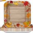 Square Dinner Plate, Dessert Plate, Napkin, Fork, Autumn Leaves Party Tableware Set for Fall Party Supplies Favors