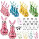 LemonRoad 172 Pcs/24 Sets Easter Craft Kit, DIY Bunny Easter Candy Containers, Fillable Plastic Light Bulb Candy Jar Kit Lightbulb Ornaments for Party Favors Home Activities Spring Gift