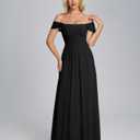 VKIHOC Summer Formal Wedding Guest Off the Shoulder Maxi Dress Women 2026 (M)