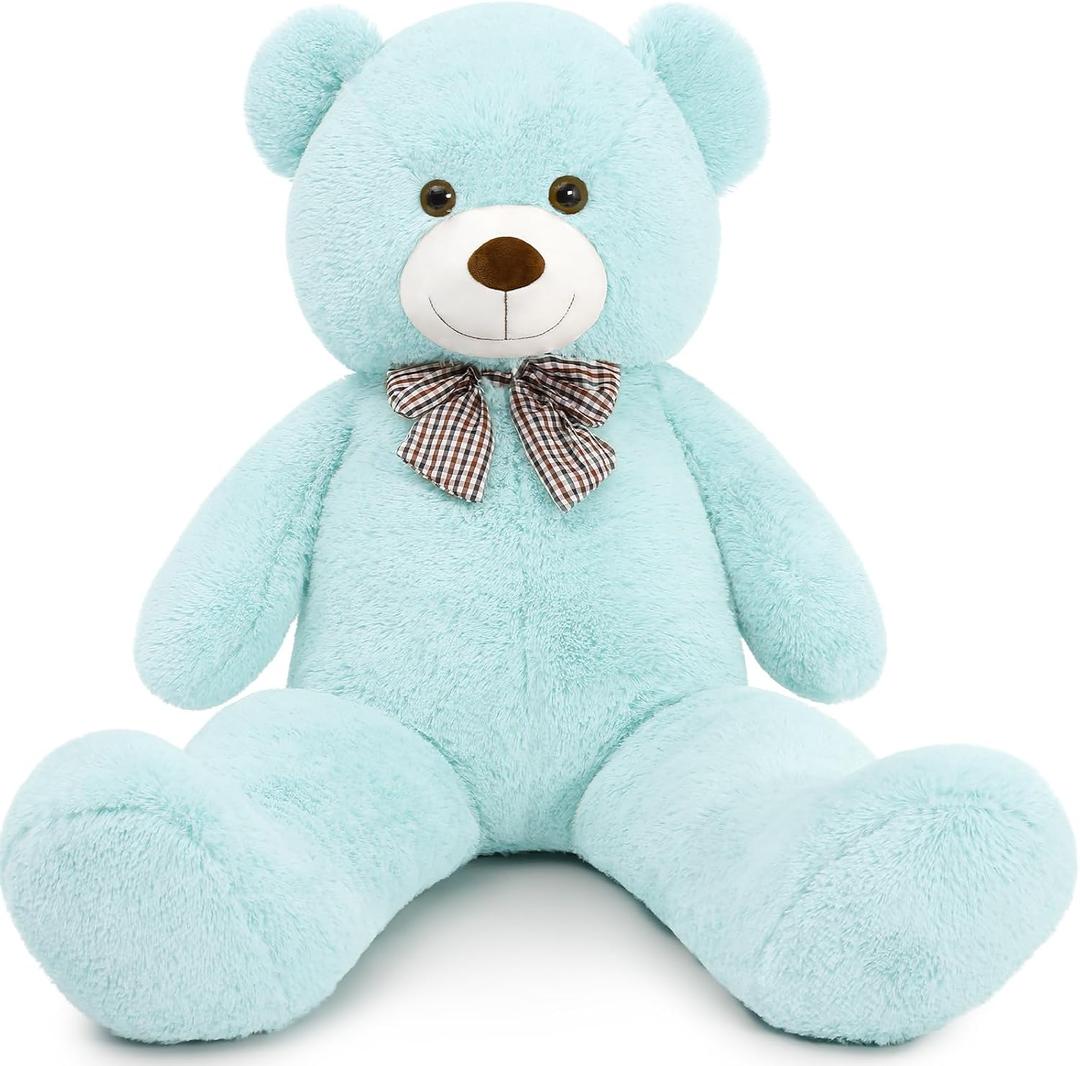 MaoGoLan Giant Teddy Bear 4 Feet,Adorable and Cuddly Big Bear Stuffed Animal 47", Classic Teddy Bear Plush Gift Decoration for Baby Shower,Party,Birthday,Valentines Day,Mint Green