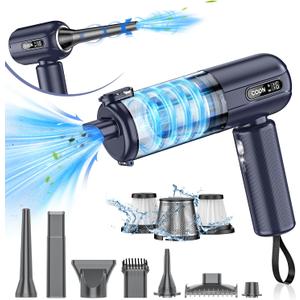 CODN Handheld Car Vacuum Cleaner, 16000PA Air Duster & Vacuum Cleaner, 120W High Power Portable Cordless Vacuum with Multi-Nozzles, Mini Hand held Vacuum Rechargeable for Home, Car, Pet, Office