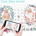 Twins Baby Milestone Blanket for Boys & Girls, Premium Flannel Photography Background Prop Blankets, Neutral Boho Floral