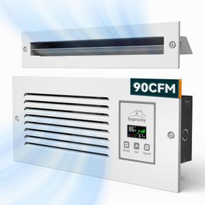 Room to Room Air Transfer Fan, Through-Wall Exhaust Vent Fan, Intelligent Air Exchange System, Hardwired, 5-Speed, Temperature Sensor, 90 CFM, RTR75