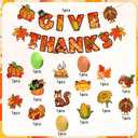 2 x Thanksgiving Decorations Hanging Swirl Pendant & Hanging Give Thanks Banner for Indoor Home Fall Party Decorations Thanksgiving Decor Office Classroom School Decor