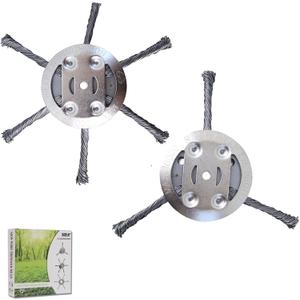 2PCS 6Inch Steel Wire Grass Trimmer Head, 2025 New String Trimmer Replacement Head, Fits Electric Weed Trimmer with 5.5mm(0.2inch) Bore Size, 6Inch Wired Trimmer Blade for Lawn Mower Tray