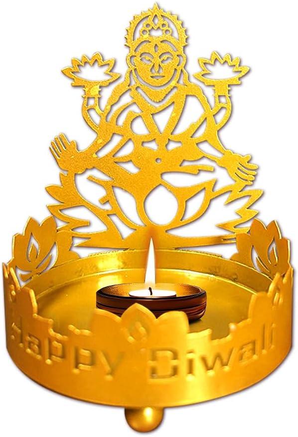 Diwali Shadow Diya Indian Lord Lakshmi Tea Light Holders for Diwali Decoration Gift Traditional Dawali Shadow Lamps Religious Tealight Candle Holder Return Gifts for Indian Housewarming Pooja Favor