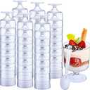 Nuogo 100 Pack 5 oz Clear Plastic Dessert Cups with Spoons Mini Disposable Appetizer Yogurt Parfait Cup for Mousse Dessert Puddings Ice Cream(Transparent Color)