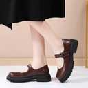 XMM Mary Jane Shoes Platform Chunky Mary Janes for Women Ladies Comfort Leather Round Toe Non-Slip Dressy Casual Cute Girls School Work Shoes, US 8.5