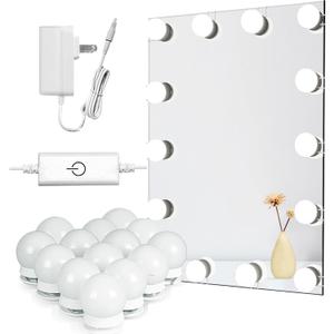 Waneway 14 Bulb Vanity Lights for Mirror, Plug-in Power Adapter & Touch Dimmer, 6,000K, 1350 Lumens (Mirror Not Included)