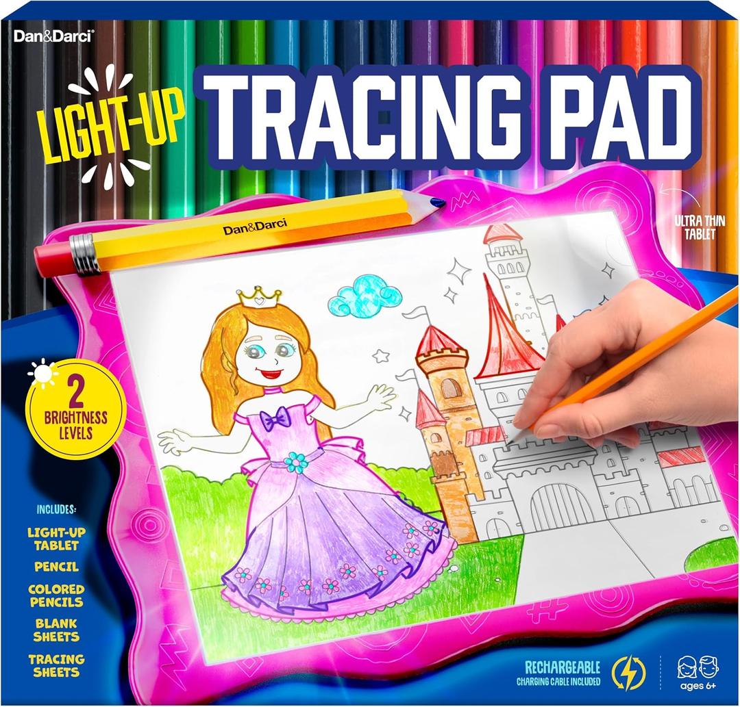 Light Up Tracing Pad for Kids - Arts & Crafts Writing Drawing Tracer Board, Craft Kit for Girls & Boys Ages 6-12 - Birthday Toys Gifts Ideas for Girl or Boy 6+ Year Old Gift Toy - 6 7 8 9 10