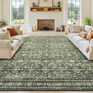 10x14 Area Rugs for Living Room, Green Washable Non-Slip Large Carpet