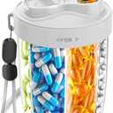 Pill Dispenser with 7 Large Compartments - Portable Pill Organizer for Travel, Anti-Mix Design & Wide Opening Design, Easy Access to Vitamin Dispenser, Includes 20 Blank Stickers(Gray)